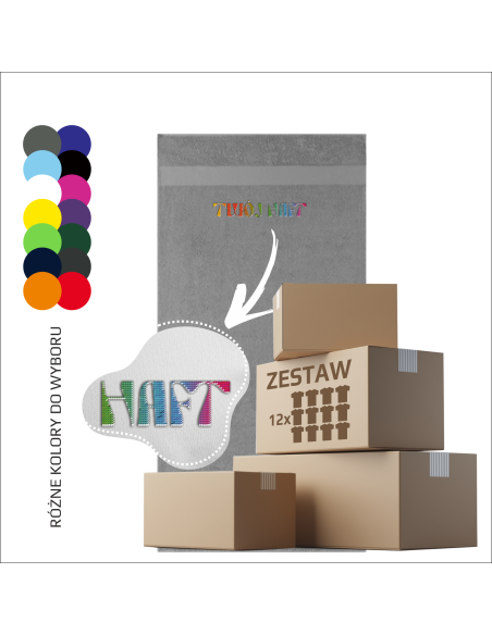 Personalizowany ręcznik bawełniany Personalizacja Premium Haft 140x70cm 12 sztuk