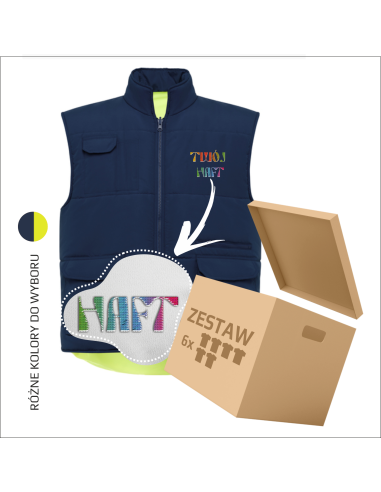 Softshell kamizelka z własnym haftem Odzież B2B Twoje logo Personalizacja bezrękawnik 6 sztuk
