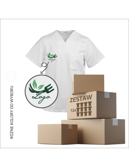 Personalizowana tunika unisex Twoje logo Dowolny tekst Haft Odzież reklamowa 12 sztuk