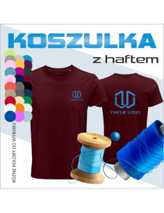 Męska koszulka basic z haftem Logo firmy Odzież promocyjna  Bawełna Twój logotyp