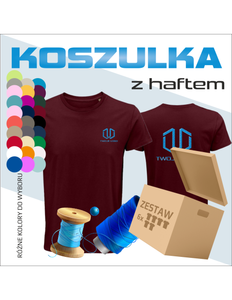 Basic koszulka męska Bawełna Haft  Własne logo  Personalizacja  Odzież reklamowa  6 sztuk