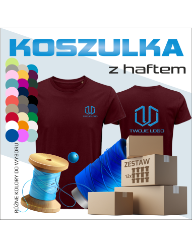 Personalizowana Męska koszulka basic z haftem Dowolny tekst Własne logo Personalizacja Odzież promocyjna 12 sztuk