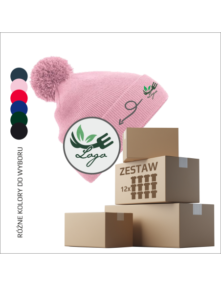 Personalizowana czapka junior z własnym haftem Haft Zimowa czapka 12 sztuk
