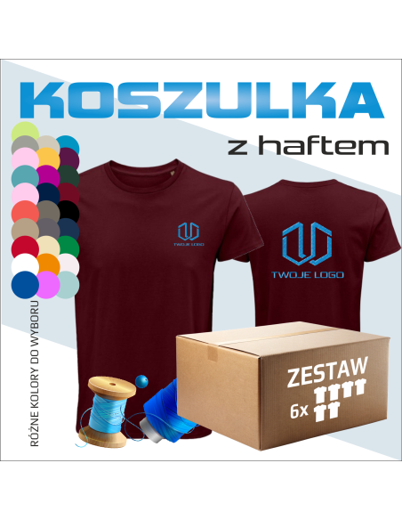 Męska koszulka basic z haftem Logo firmy Odzież promocyjna  Bawełna Twój logotyp