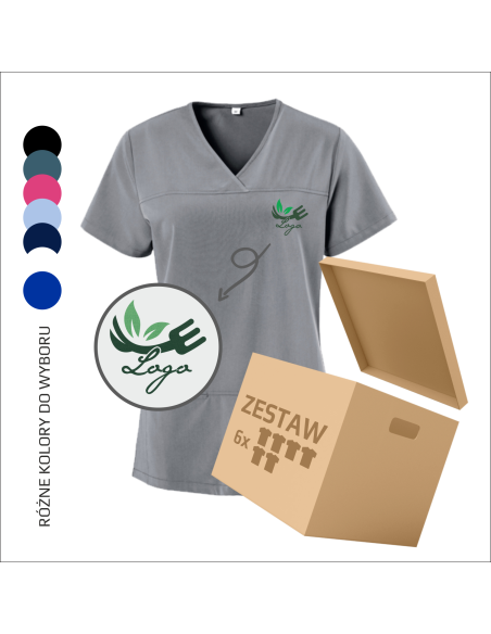 Tuniki X-Top robocze | Odzież gastronomiczna | Haft | Twoje logo | Odzież beauty 6 sztuk