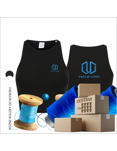 Treningowy damski top z haftem | Odzież reklamowa | Personalizacja | Logo, nazwa lub grafika 12 sztuk