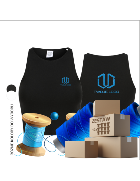 Treningowy damski top z haftem | Odzież reklamowa | Personalizacja | Logo, nazwa lub grafika 12 sztuk