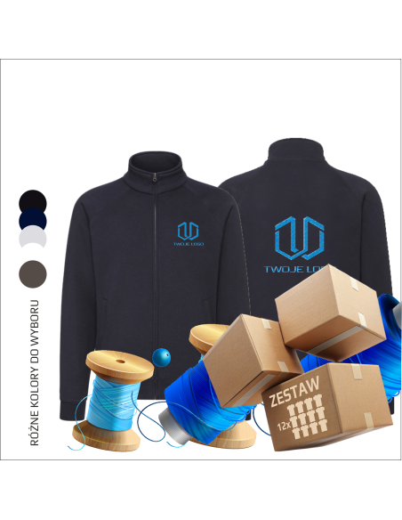 Rozpinane bluzy z haftem | Odzież reklamowa | Haft logo | Personalizacja 12 sztuk