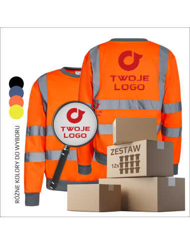 Robocze ostrzegawcze bluzy z haftem | Odzież ochronna | Reklama | Logo i personalizacja 12 sztuk
