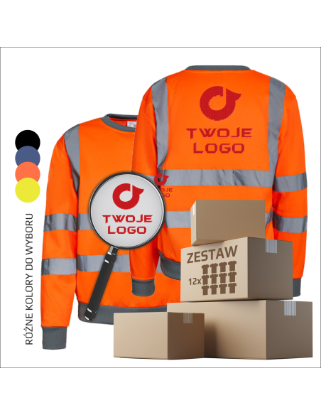 Robocze ostrzegawcze bluzy z haftem | Odzież ochronna | Reklama | Logo i personalizacja 12 sztuk