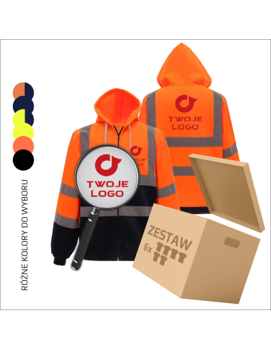 BHP bluzy z haftem | Personalizowane logo | Odzież odblaskowa 6 sztuk
