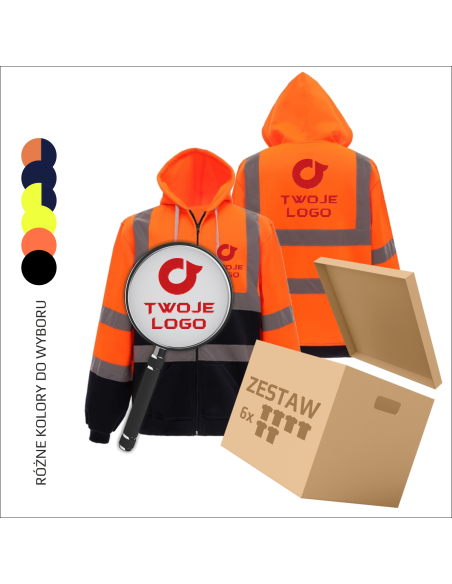 BHP bluzy z haftem | Personalizowane logo | Odzież odblaskowa 6 sztuk