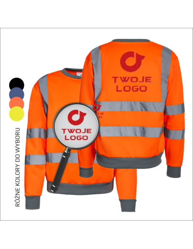 Robocze ostrzegawcze bluzy z haftem | Odzież ochronna | Reklama | Logo i personalizacja 12 sztuk