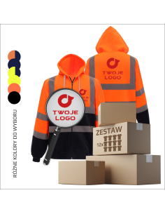 Odblaskowe bluzy ostrzegawcze z haftem | Odzież BHP | Własne logo  12 sztuk