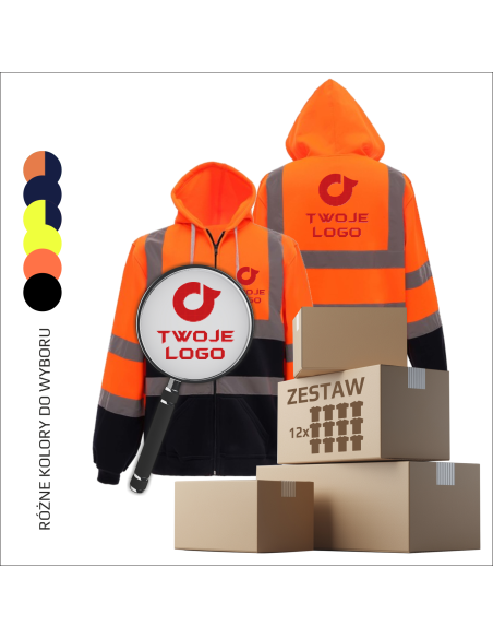 Odblaskowe bluzy ostrzegawcze z haftem | Odzież BHP | Własne logo  12 sztuk