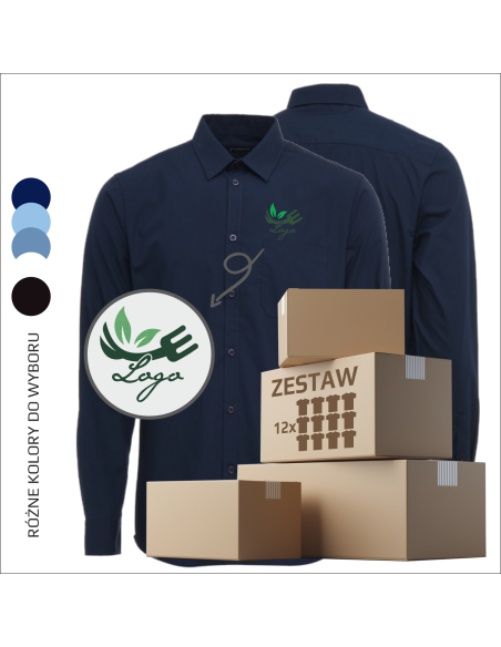 Koszule z haftem | Elegancka odzież reklamowa | Odzież promocyjna 12 sztuk