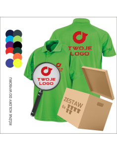 Sportowe polo koszulki z haftem | Haft | Logo i personalizacja 6 sztuk