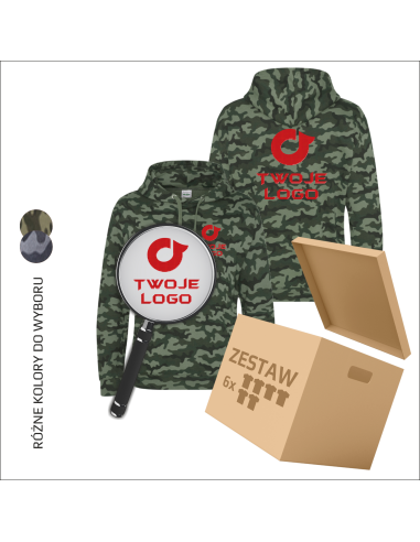 Personalizowane bluzy z kapturem własne logo | Odzież reklamowa | Logo 6 sztuk