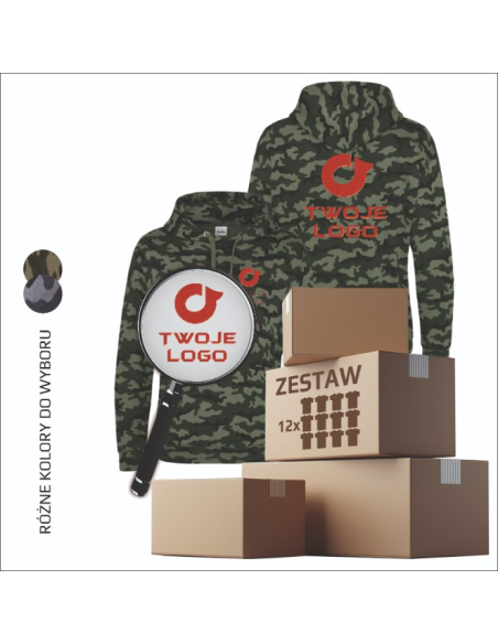 Bluza z kapturem z własnym haftem | Elegancka odzież reklamowa | Logo | Haft | 12 sztuk