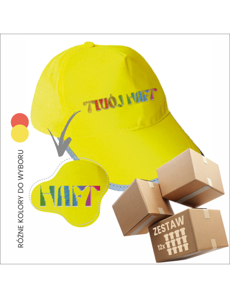 Czapka z Twoim Haftem z Twoim Projektem Odzież Firmowa 12 sztuk REKLAMA