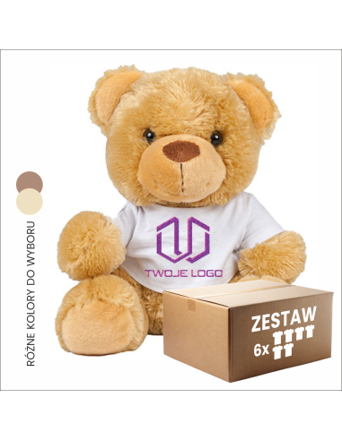 Pluszak w koszulce z haftem Logo Prezent Imię Uroczystość 6 sztuk