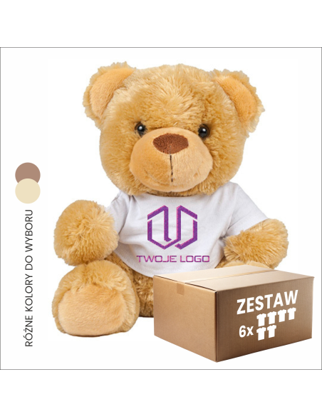 Pluszak w koszulce z haftem Logo Prezent Imię Uroczystość 6 sztuk