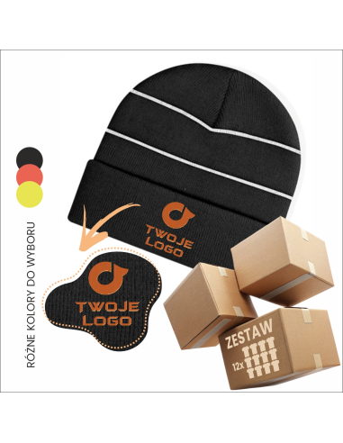 Czapka zimowa z odblaskiem Twoje logo REKLAMA Na zimę