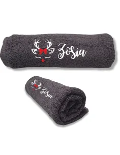 Ręcznik z Haftem Prezent Choinkę Mikołajki Personalizowany