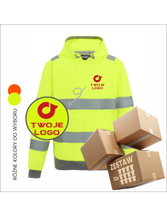 Bluza z kapturem ostrzegawcza BHP NEON REKLAMA 12 sztuk