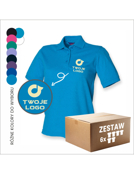 Polówka damska Koszulka polo Twoje logo Krótki rękaw 6 sztuk