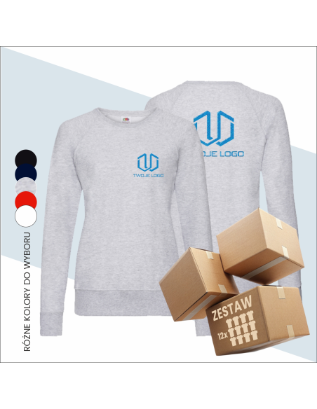 Raglan damska bluza Twoje logo Lightweight Basic Haft 12 sztuk