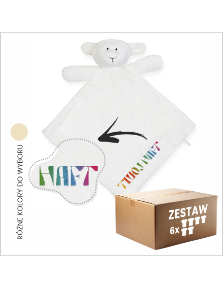 Dziecięca kołderka z jagnięciem Pluszak Logo Miś Zabawka Niemowlak 35x32cm 6 sztuk