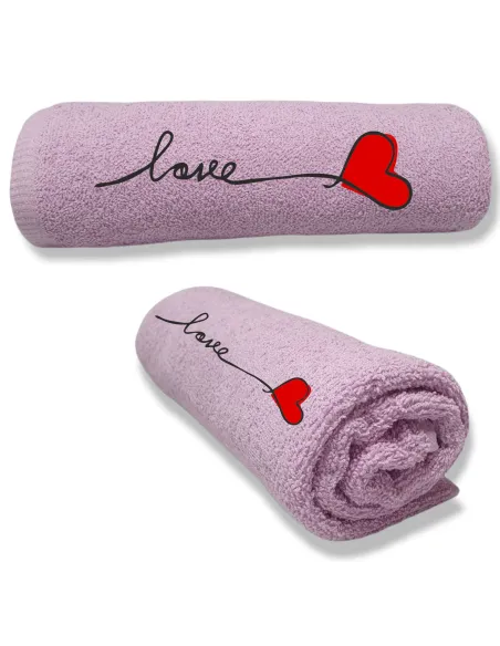 Ręcznik z Haftem Prezent Walentynki Love Serce na Prezent