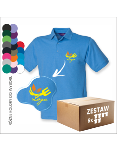 Koszulka polo męska Twój napis Własny haft LOGO Odzież personalizowana 6 sztuk
