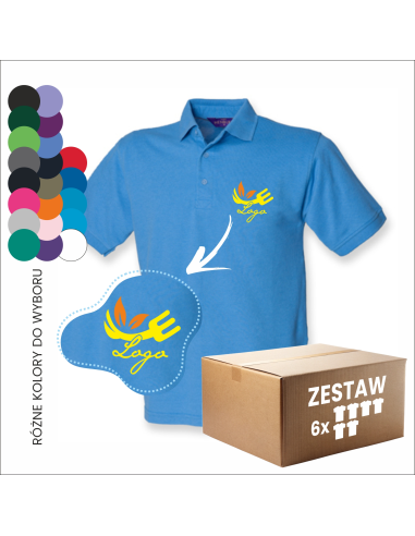 Koszulka polo męska Twój napis Własny haft LOGO Odzież personalizowana 6 sztuk