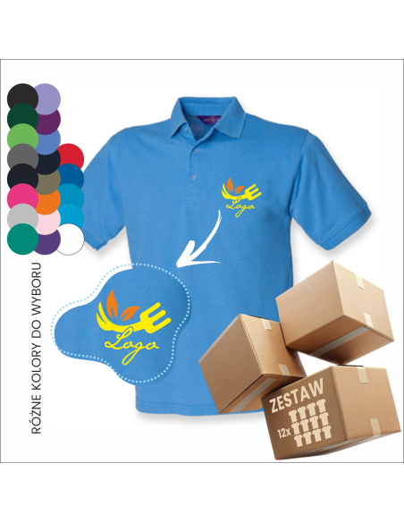 Koszulka polo męska Własny logo Nadruk Grafika Odzież reklamowa 12 sztuk