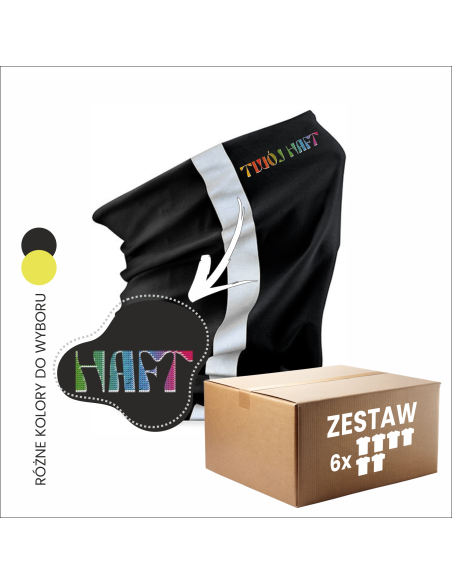 Komin odblaskowy Odzież reklamowa Odzież firmowa Twoje logo haft 6 sztuk