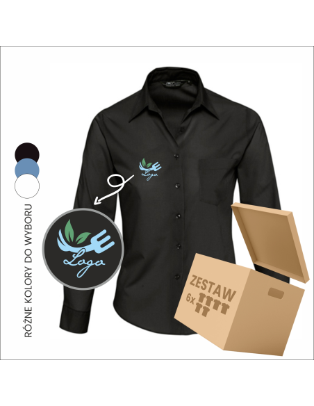 Personalizowana damska koszula z TWOIM LOGO FIRMY twój projekt haft 6 szt