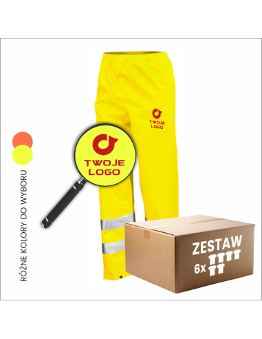 Spodnie robocze odblaskowe wodoszczelne TWOJE LOGO twój projekt 6 sztuk