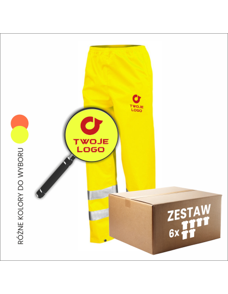 Spodnie robocze odblaskowe wodoszczelne TWOJE LOGO twój projekt 6 sztuk
