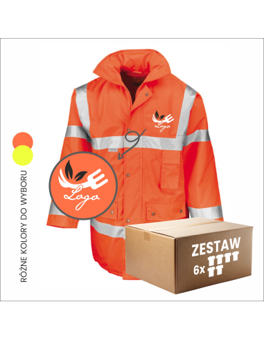 Personalizowana kurtka odblaskowa do pracy TWÓJ PROJEKT 6 sztuk