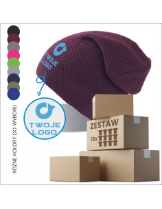 Czapka zimowa z haftem TWÓJ PROJEKT twoja grafika 12 sztuk
