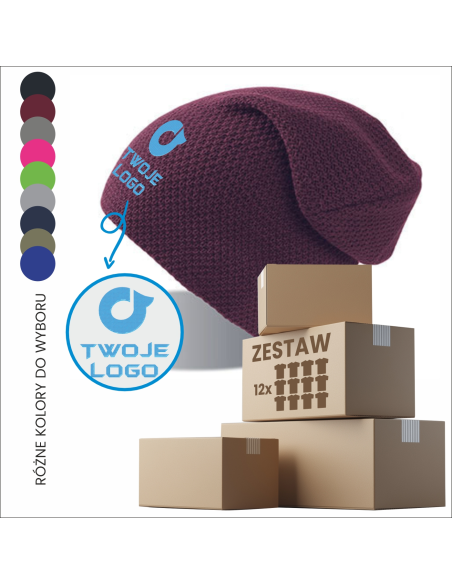 Czapka zimowa z haftem TWÓJ PROJEKT twoja grafika 12 sztuk