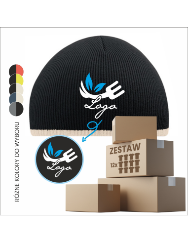 Personalizowana czapka zimowa TWOJA GRAFIKA logo firmy REKLAMA 12 sztuk