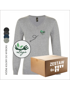 Damski sweter w szpic TWÓJ PROJEKT haft logo firmy 6 sztuk