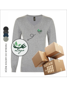 Personalizowany Damski sweter w szpic TWOJE LOGO FIRMY haft 12 sztuk