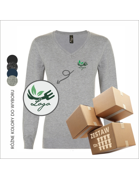 Personalizowany Damski sweter w szpic TWOJE LOGO FIRMY haft 12 sztuk