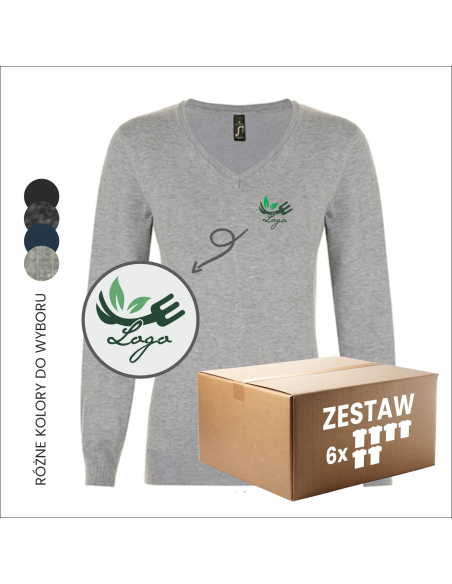 Personalizowany Damski sweter w szpic TWOJE LOGO FIRMY haft 12 sztuk
