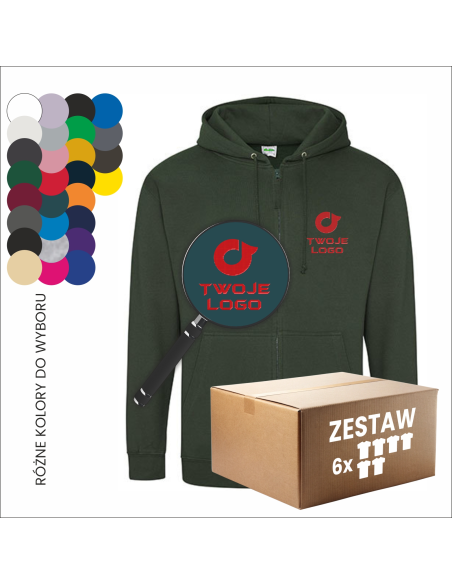 Personalizowana bluza na zamek z kapturem HAFT LOGO Twój projekt 6 sztuk 