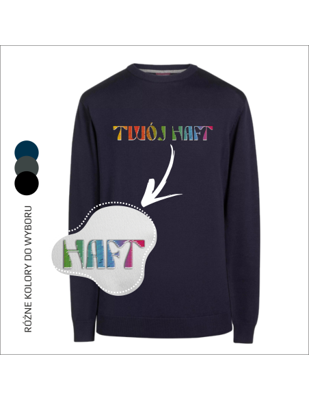 Personalizowany sweter męski Haft TWOJA GRAFIKA prezent dla chłopaka 